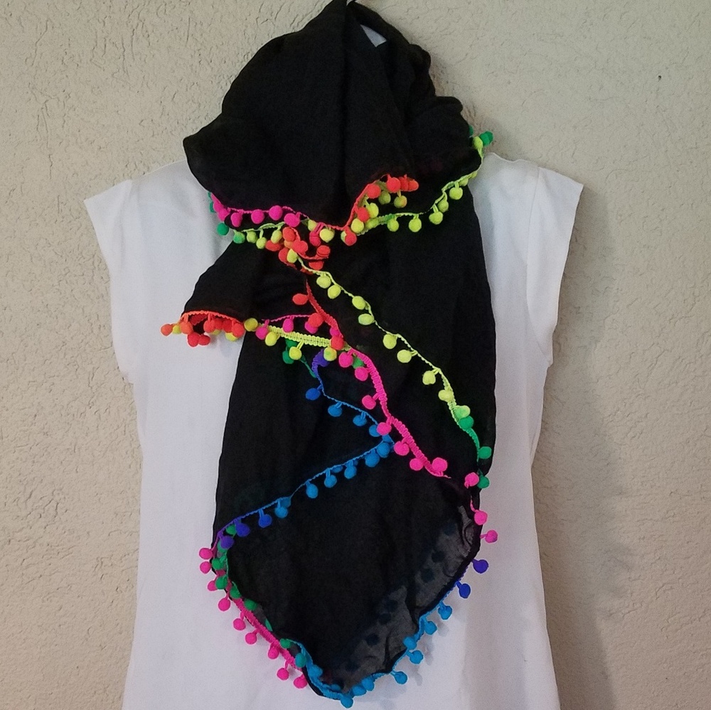 Pompom sarong scarf kimono wrap shawl coverup - Picture 5 of 7